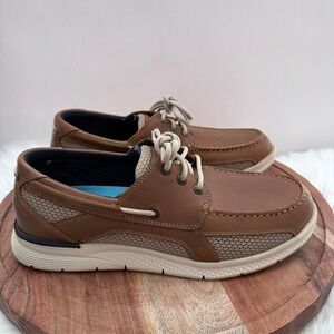 Dockers Mens Boat Shoes Tan Brown‎ Leather Laced Comfort Size 11.5 M 90-35262